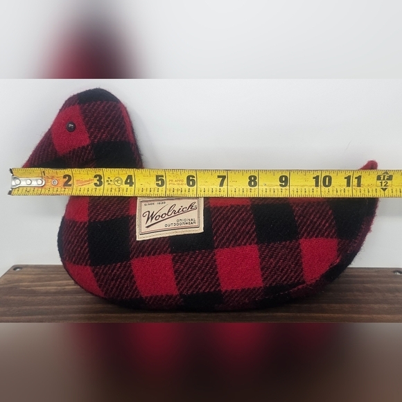 Vintage Woolrich 12" Red/black Plaid Striped Duck Pillow Doorstop EUC - Picture 10 of 11
